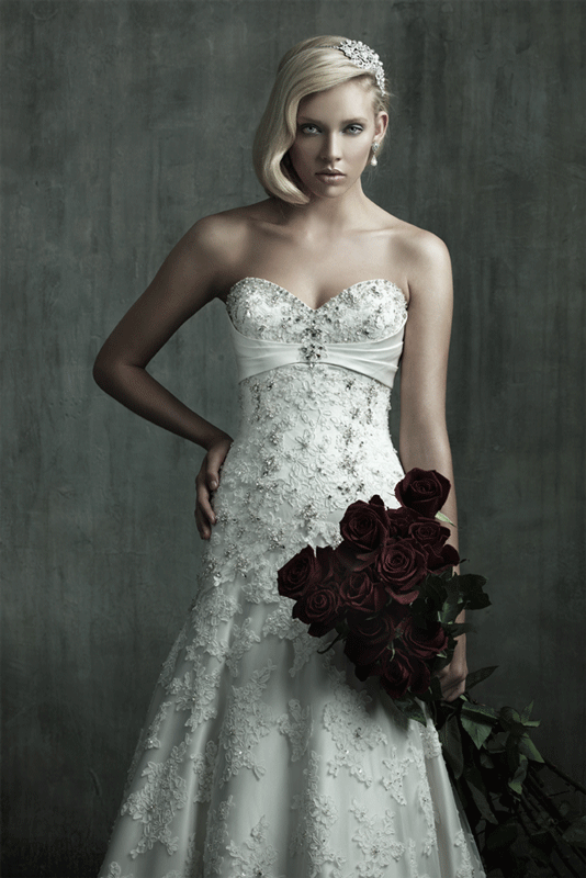 свадебное платье Allure Bridals и свадебная шляпка